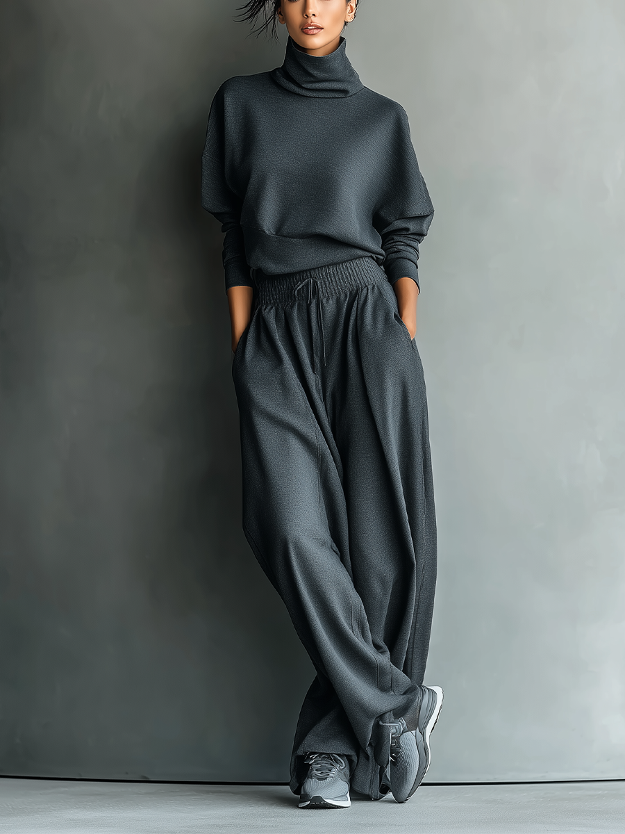 Dames Brei-ensemble Met Wijde Broek Comfortabele Pasvorm - Mode Vibes
