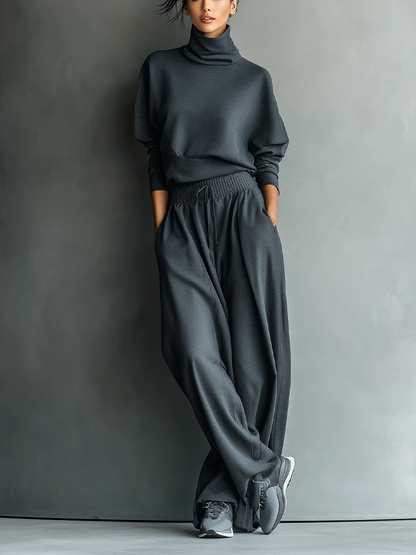 Dames Brei-ensemble Met Wijde Broek Comfortabele Pasvorm - Mode Vibes
