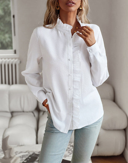 Dames Blouse Fijn Geweven Elegante Ruches Helena