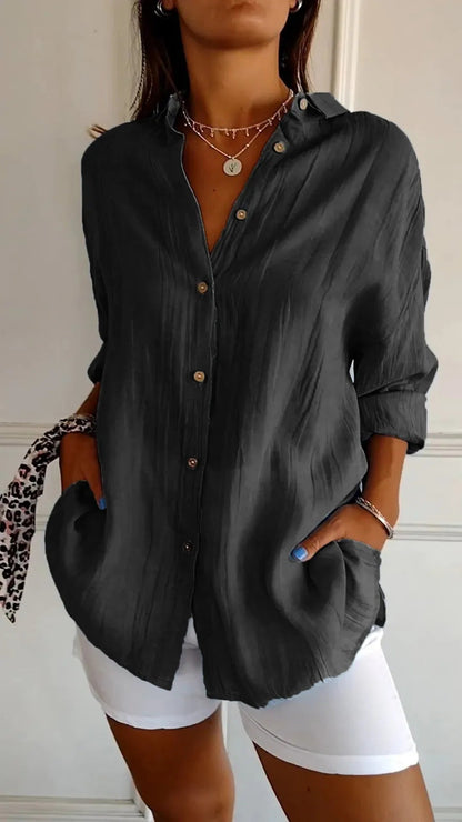 Dames Blouse Luchtige Knoopsluiting Zomerse Stijl