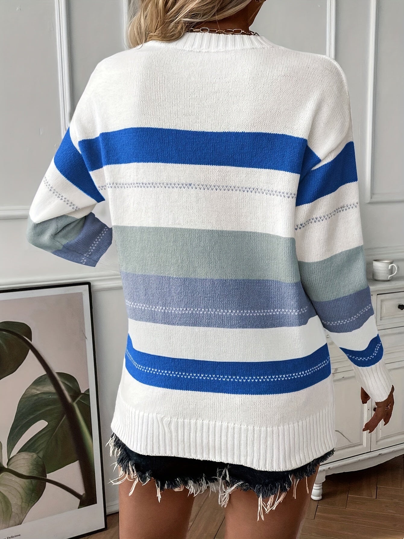 Kleurrijke Trui Ronde Hals Trendy dames