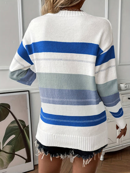 Kleurrijke Trui Ronde Hals Trendy dames