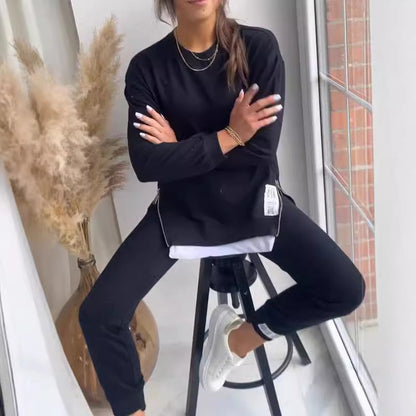 Dames Pak Tweedelig Met Split Detail Casual Modieus
