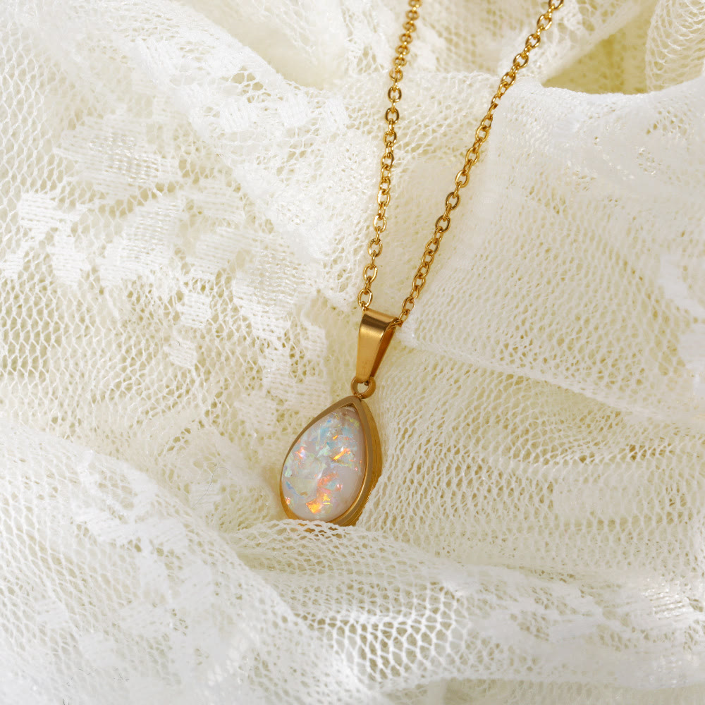 Opaal Hanger Ketting Natuurlijke Steen 18K Goud
