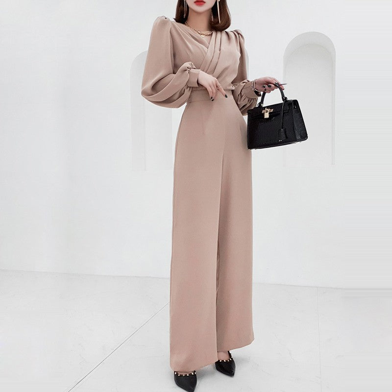 Dames Jumpsuit Elegante Hoge Taille V-Hals Trendy - Mode Vibes