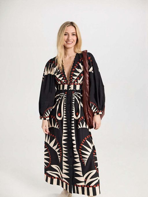 Bria | Cappotto lungo a contrasto retrò