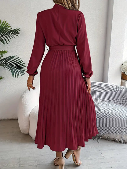 Midi Jurk met Ceintuur Elegante Minimalistische Stijl