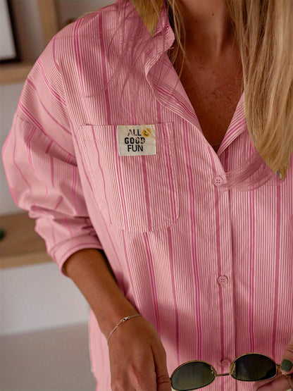 Dames Blouse Katoen Gestreept Regular Fit - Mode Vibes
