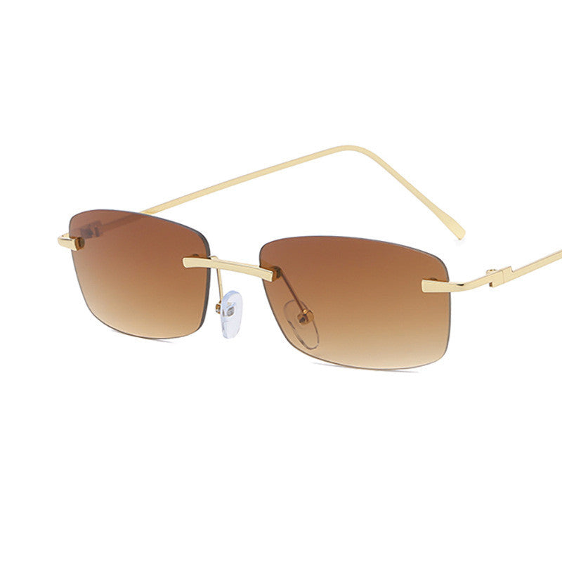 Dames Zonnebril Randloos Rechte Glazen Trendy Stijl