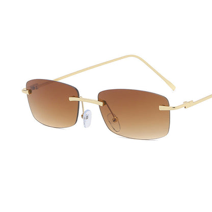 Dames Zonnebril Randloos Rechte Glazen Trendy Stijl