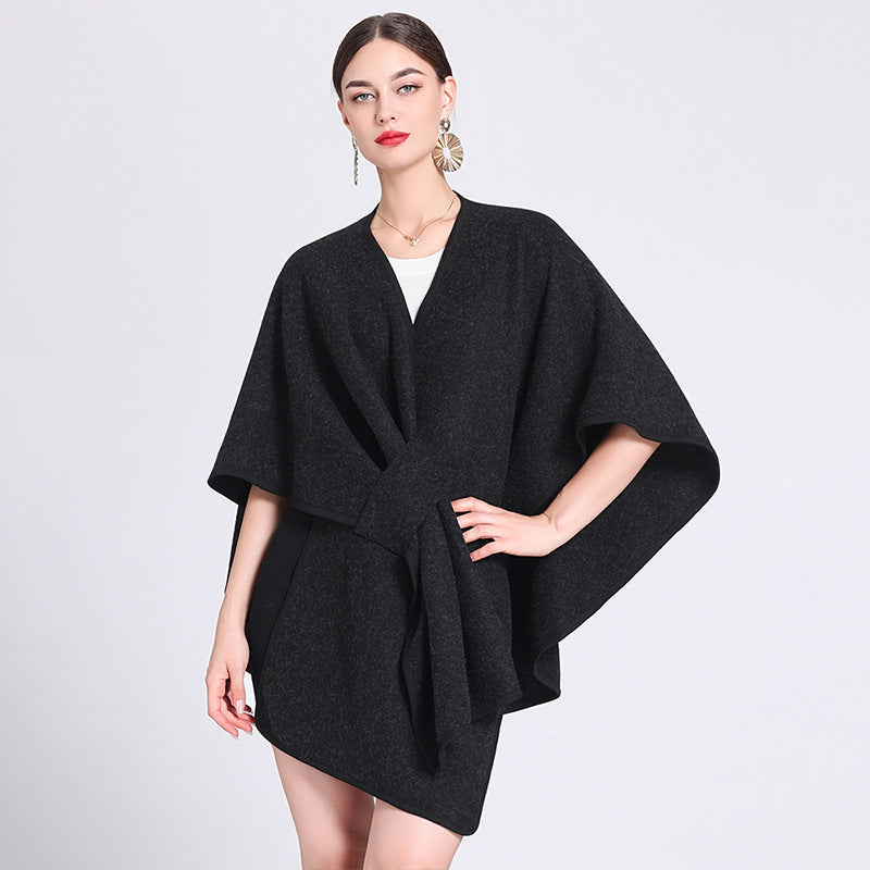 Dames Poncho Stijlvol met Riem en Elegant Design