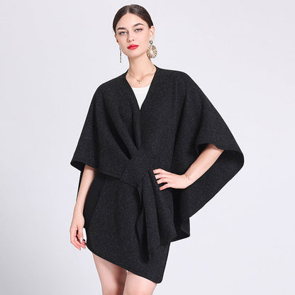 Dames Poncho Stijlvol met Riem en Elegant Design