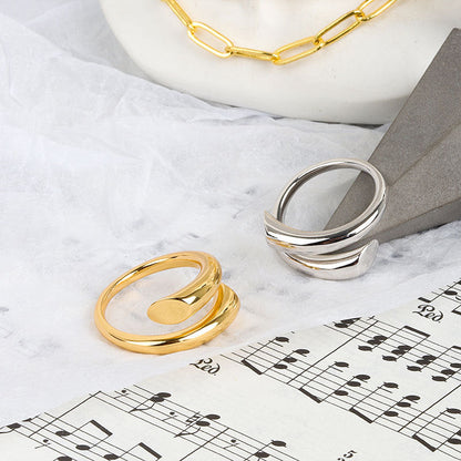 Dames Geometrische Open Ring Minimalistisch Zilver