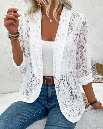 Kanten Blazer voor Vrouw met Reverskraag