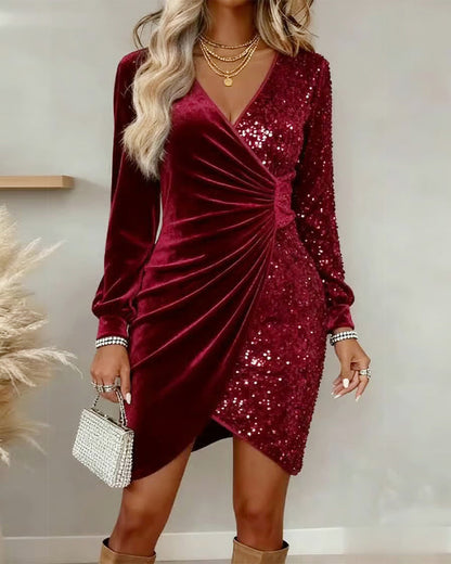 Dames Feestjurk Velvet Elegante Pasvorm