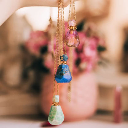 Kristallen Halsketting Parfumflesje Iridescerend Design