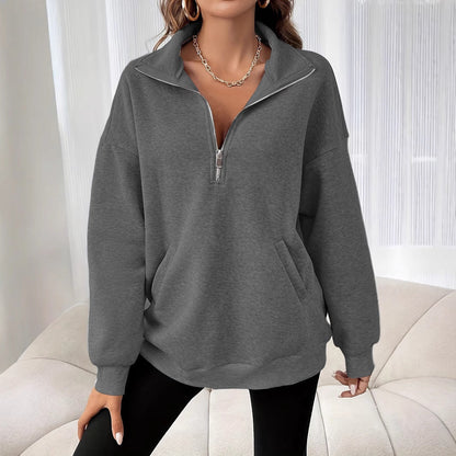 Dames Half-Zip Sweater Comfortabel Zacht Casual