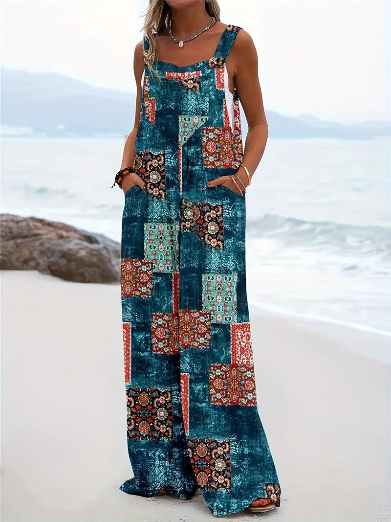 Jumpsuit Kleurblokken Jurk Zomerse All-over Print