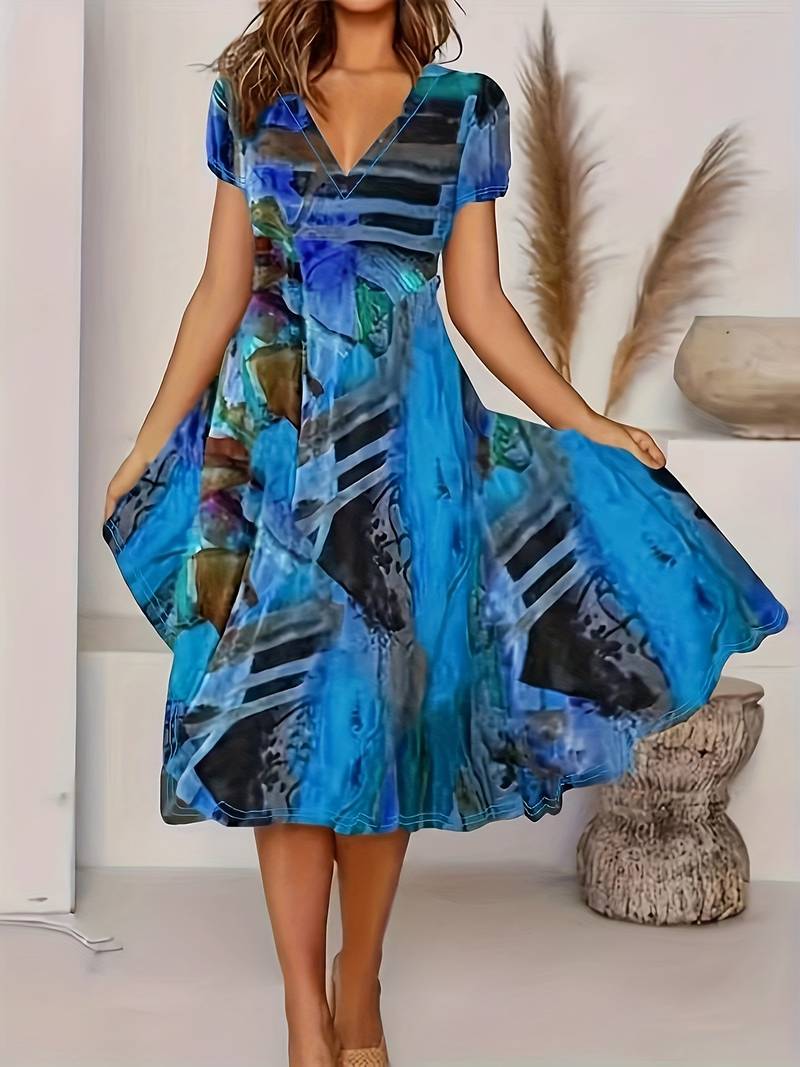 Boho Zomerjurk V-halslijn Mooie Bloemenprint