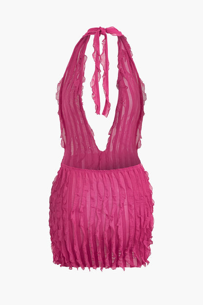 Mini-jurk Transparant Sexy Met Diepe Halslijn