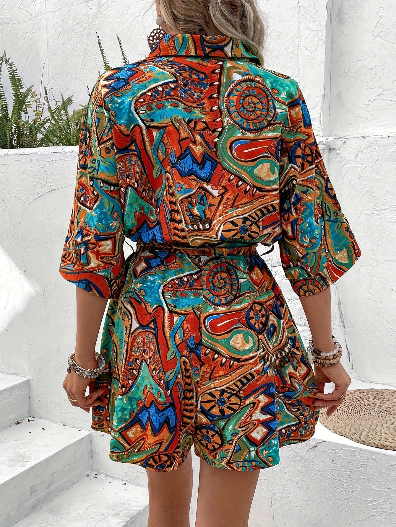 VELANORA- Bloemenprint Korte Romper