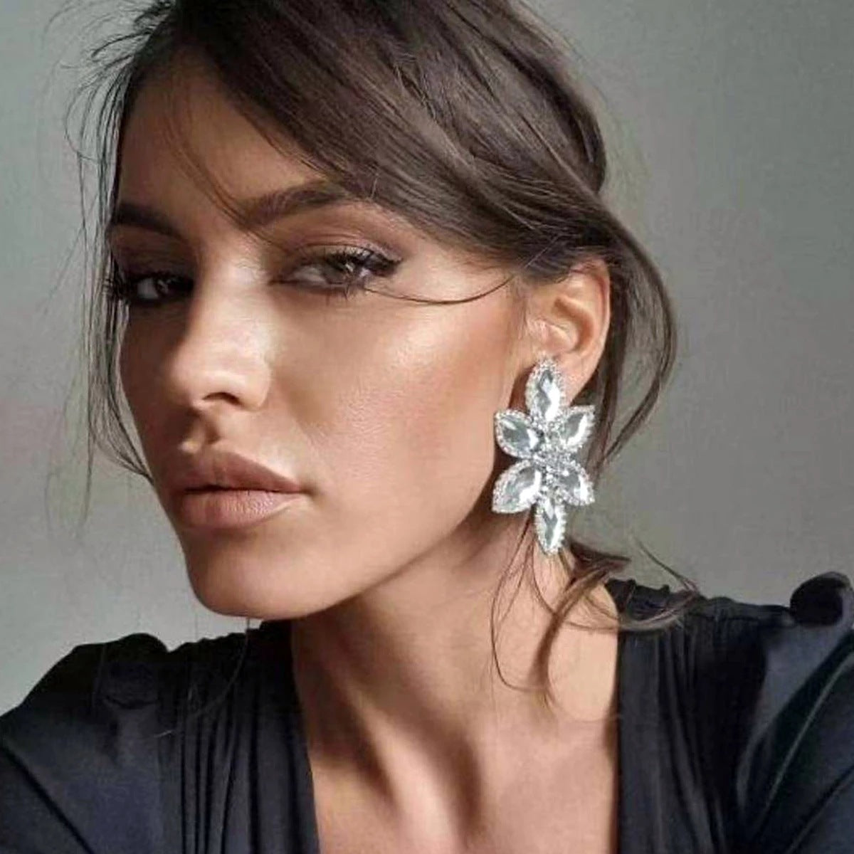 Grote Bloem Oorbellen met Kristal voor Dames - Mode Vibes