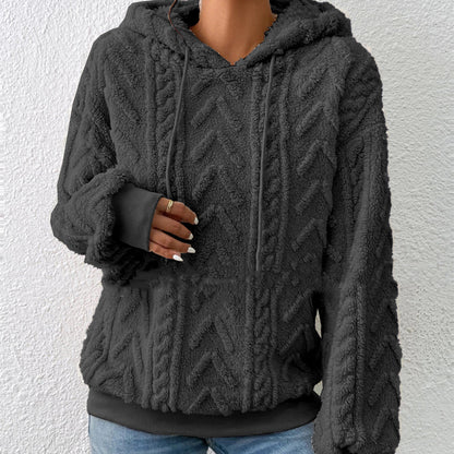Dames Teddy Hoodie Geometrisch Patroon Zacht en Warm