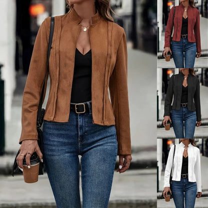 Dames Suède Jas Elegante Tijdloze Perfecte Pasvorm