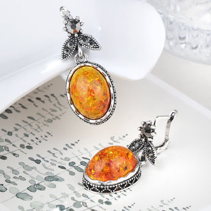 Retro Oorbellen Bloemen Amber Vintage Stijl