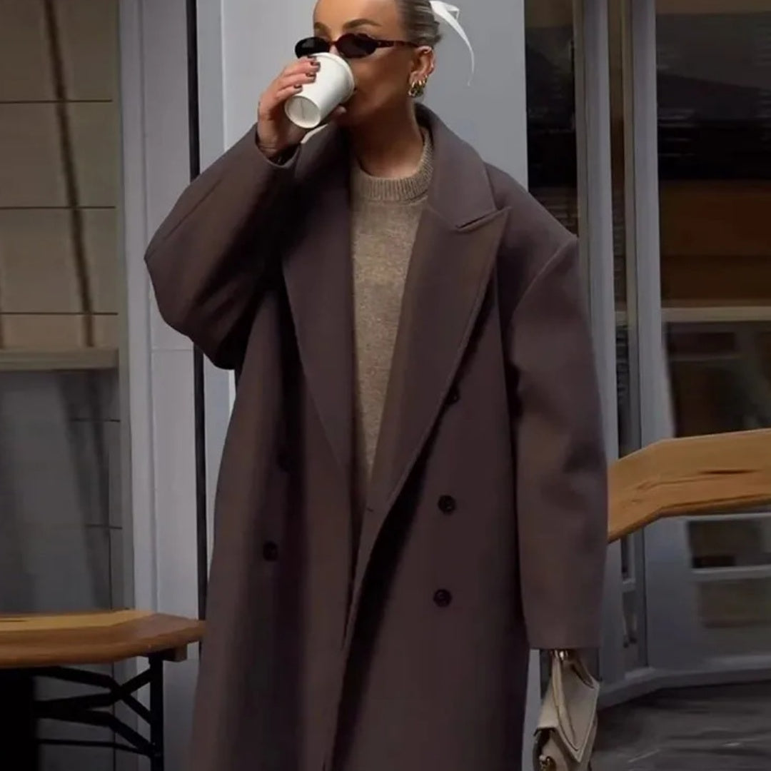 Dames Wollen Jas Oversized Warm Lange Trendy Look - Mode Vibes