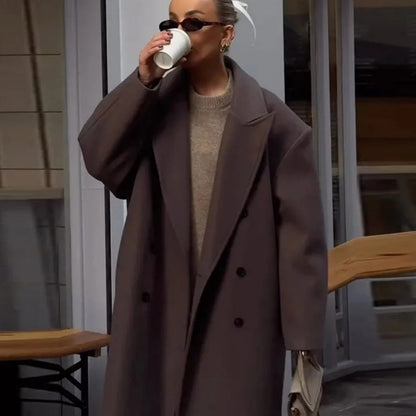 Dames Wollen Jas Oversized Warm Lange Trendy Look - Mode Vibes