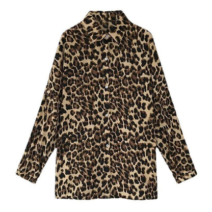 Dames Blouse Panterprint Lange Mouw Moderne Stijl