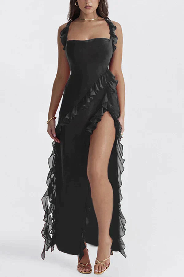 Elegante Maxi Jurk voor Vrouw Zwart Mooi Model