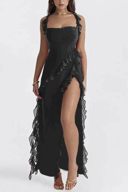Elegante Maxi Jurk voor Vrouw Zwart Mooi Model