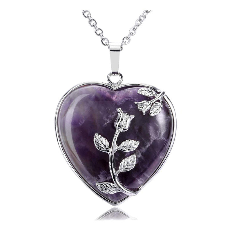 Rozenkwarts Halsketting Hartvormige Edelsteen Sieraden