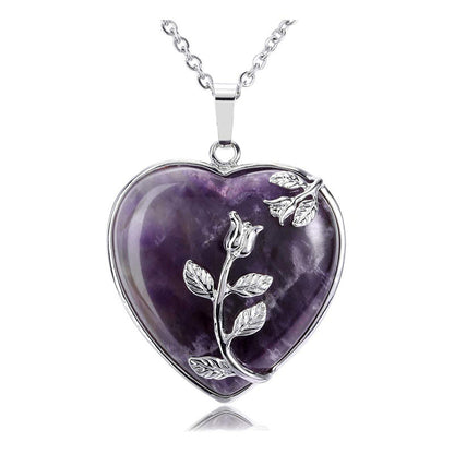 Rozenkwarts Halsketting Hartvormige Edelsteen Sieraden