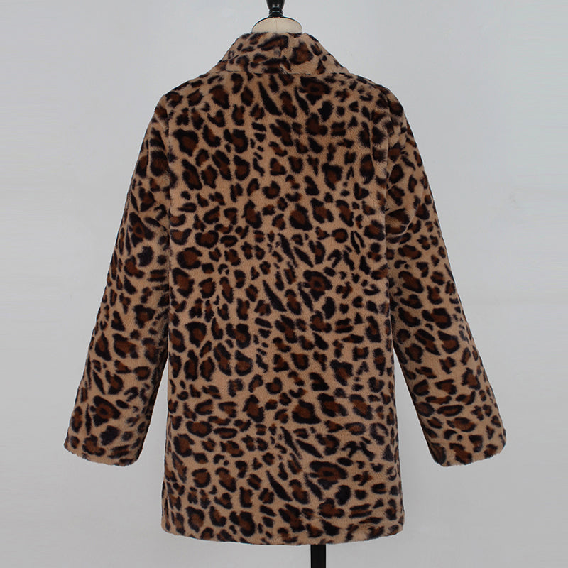 Dames Faux Fur Jas Leopard Print Luxe Blancha