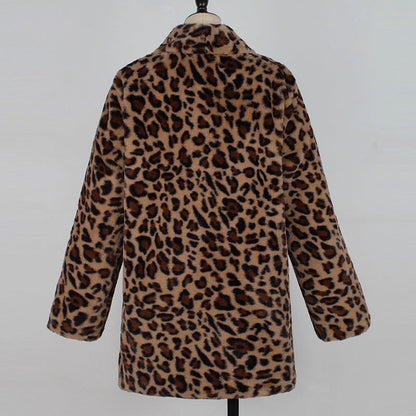 Dames Faux Fur Jas Leopard Print Luxe Blancha