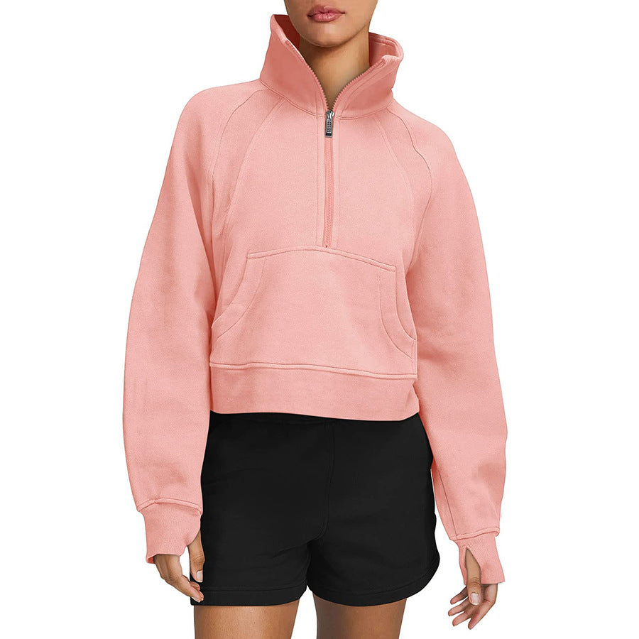 Dames Sweatshirt Sportief Comfortabel met Halve Rits