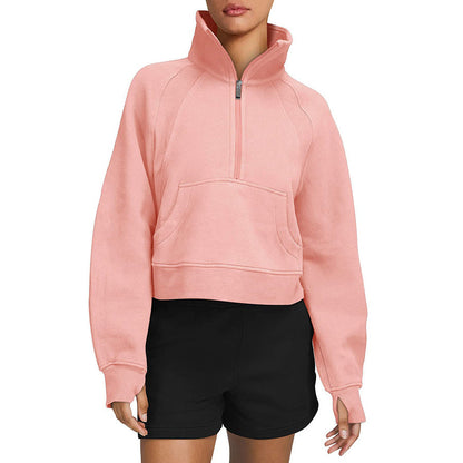 Dames Sweatshirt Sportief Comfortabel met Halve Rits