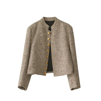 Vest met Lange Mouwen Khaki Knoopsluiting Dames