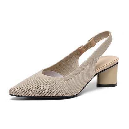 Slingback Hakken Puntige Neus Blokhak voor Vrouw