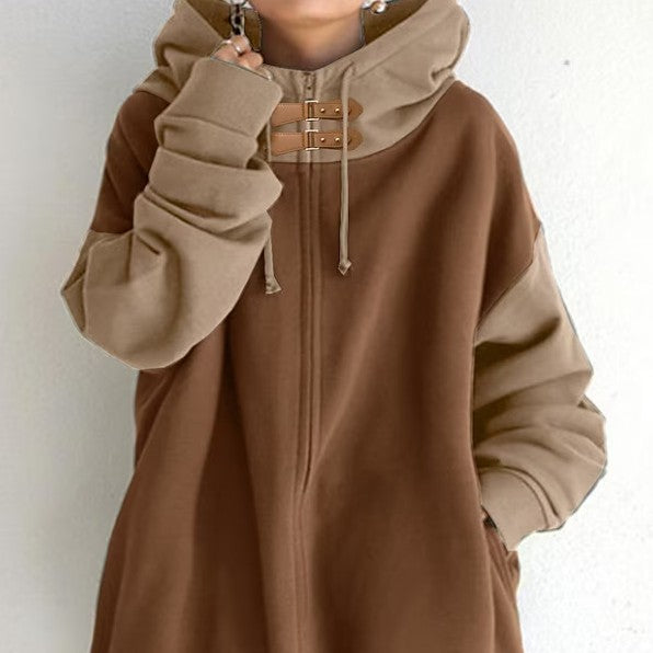 Dames Oversized Hoodie Vest Sage Groen met Rits