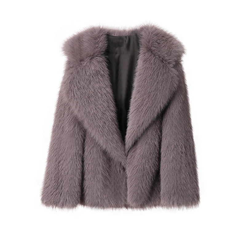 Dames Faux Fur Jas Grote Kraag Trendy Stijlvolle Zomerjas