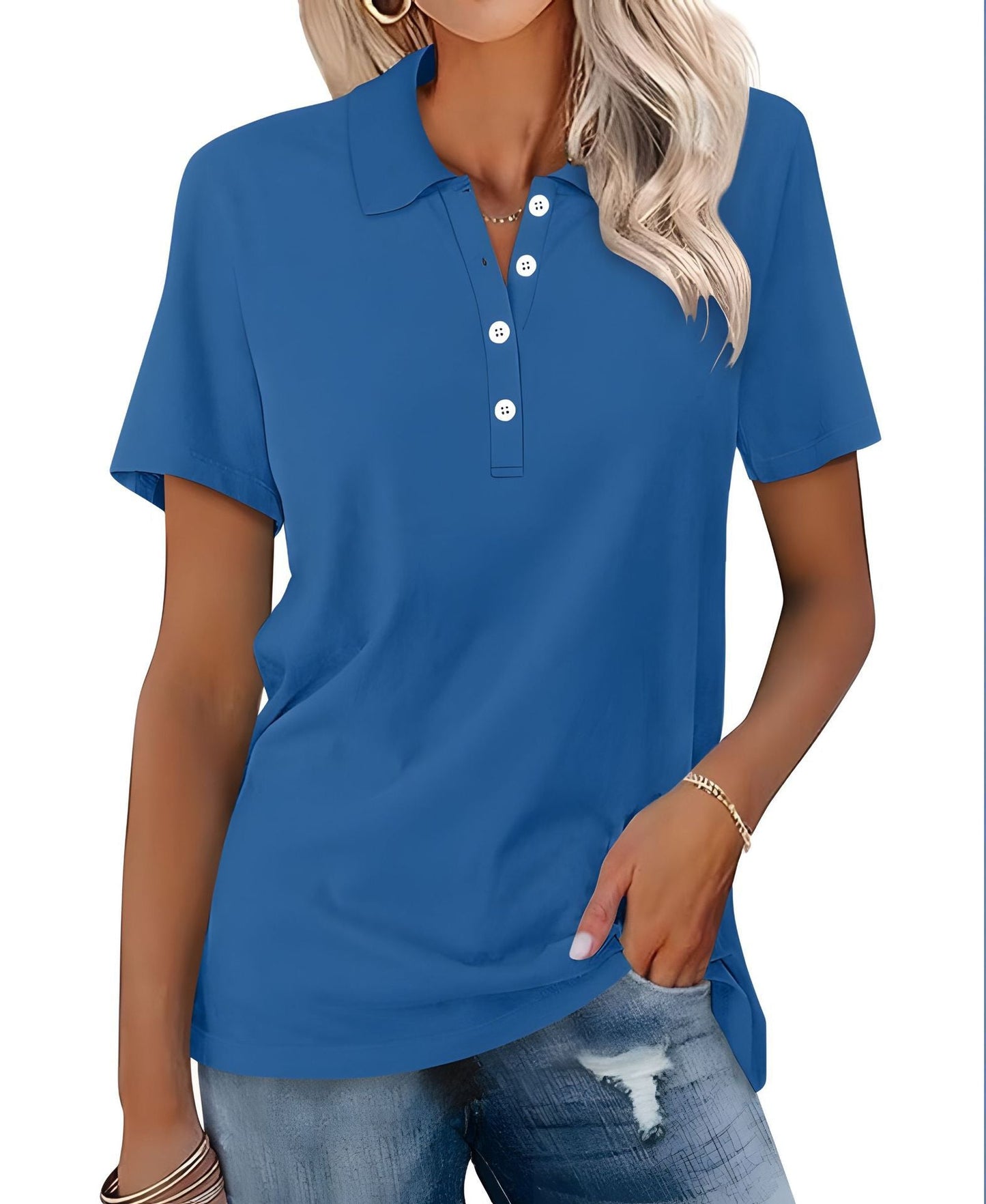 Dames Polo Top Kortemouw Basic Zomer