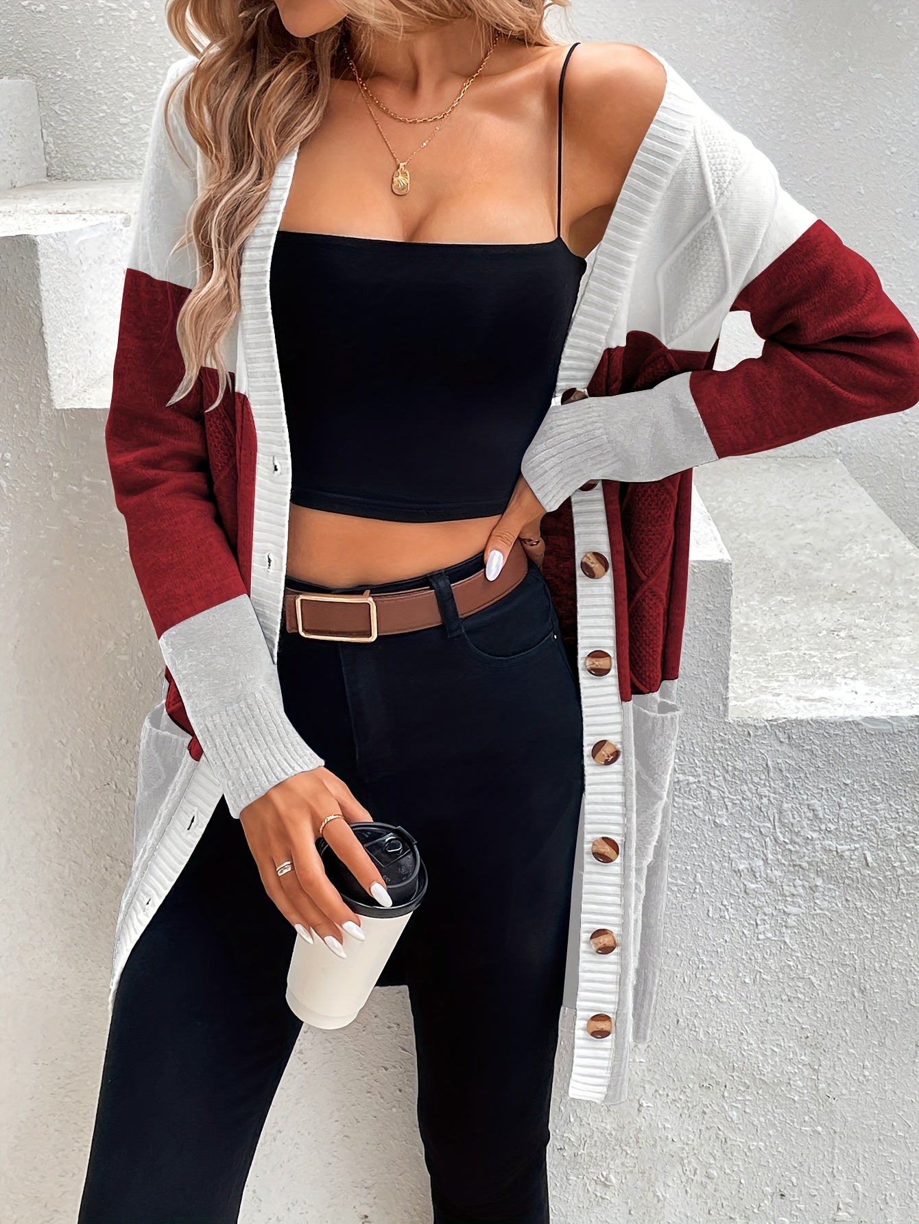 Vest met Lange Mouwen Celeste Blauw Dame