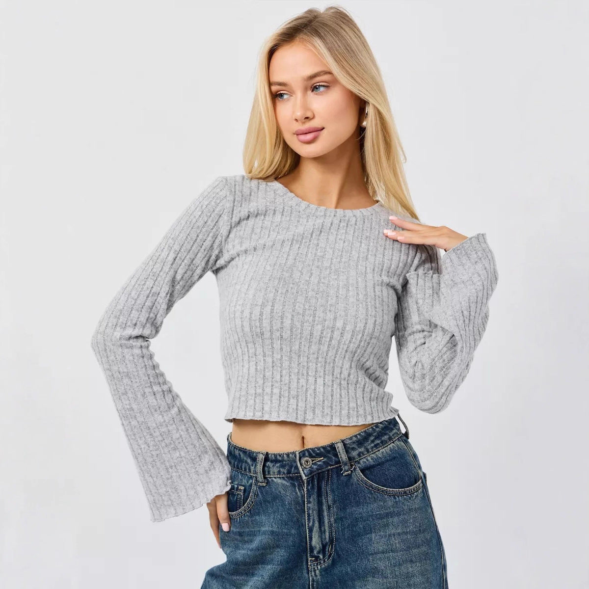 Dames Cropped Top Geribd Kort Model
