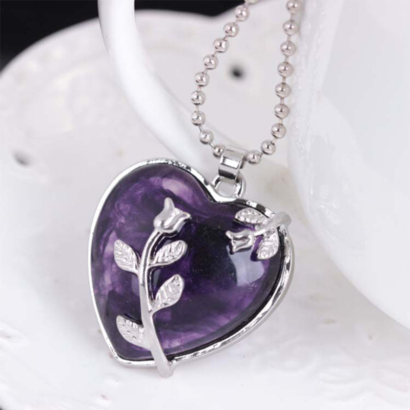 Rozenkwarts Halsketting Hartvormige Edelsteen Sieraden