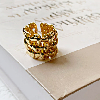 Gevlochten Dames Ring Brede Zilverkleurig Trendy Model