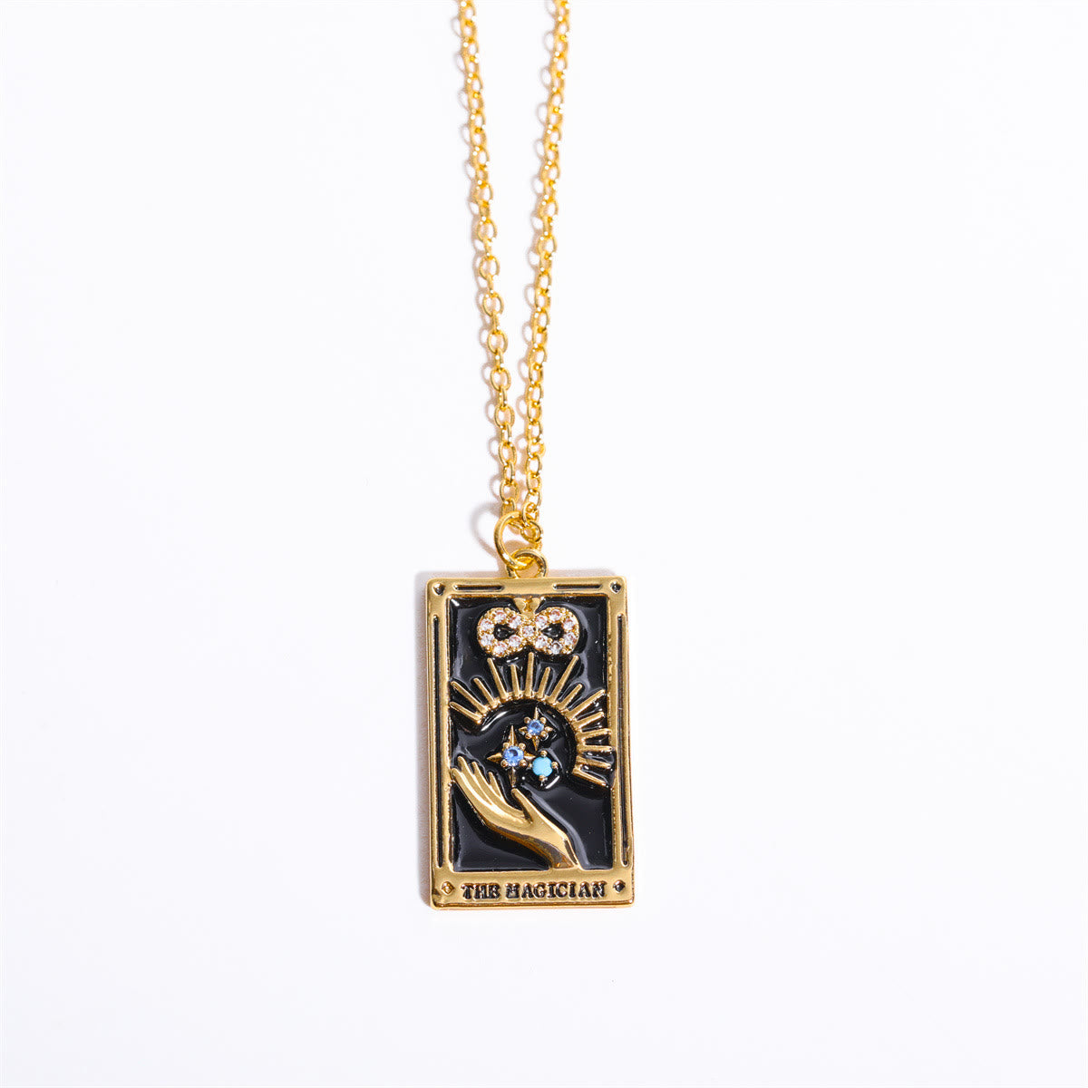 Gouden Tarot Oorhanger Druppel Ketting Zirkonia